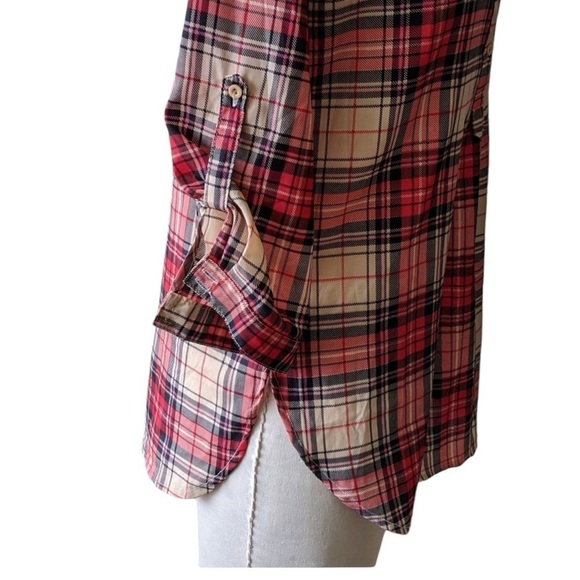 Akira plaid silky blouse size small - Picture 4 of 6